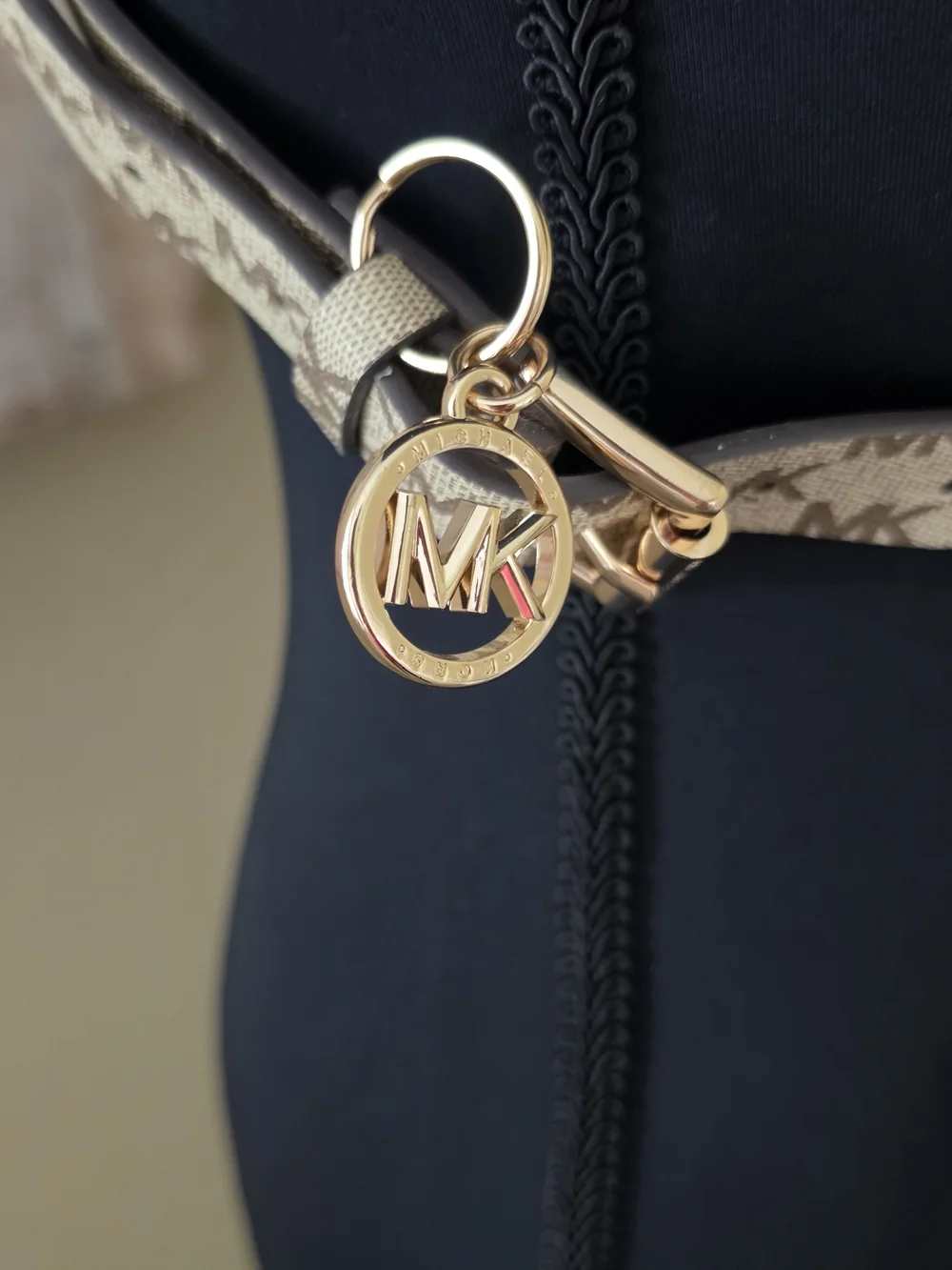 Michael Kors Beige and Pink Patterned Crossbody Bag Or Fanny Pack.